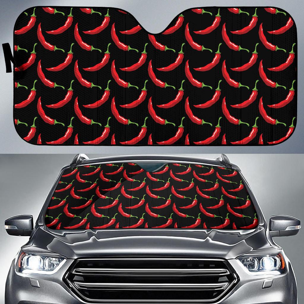 Chilli Pepper Pattern Print Design 01 Car Sun Shade-JORJUNE.COM