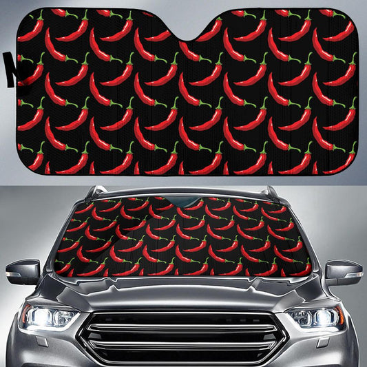 Chilli Pepper Pattern Print Design 01 Car Sun Shade-JORJUNE.COM