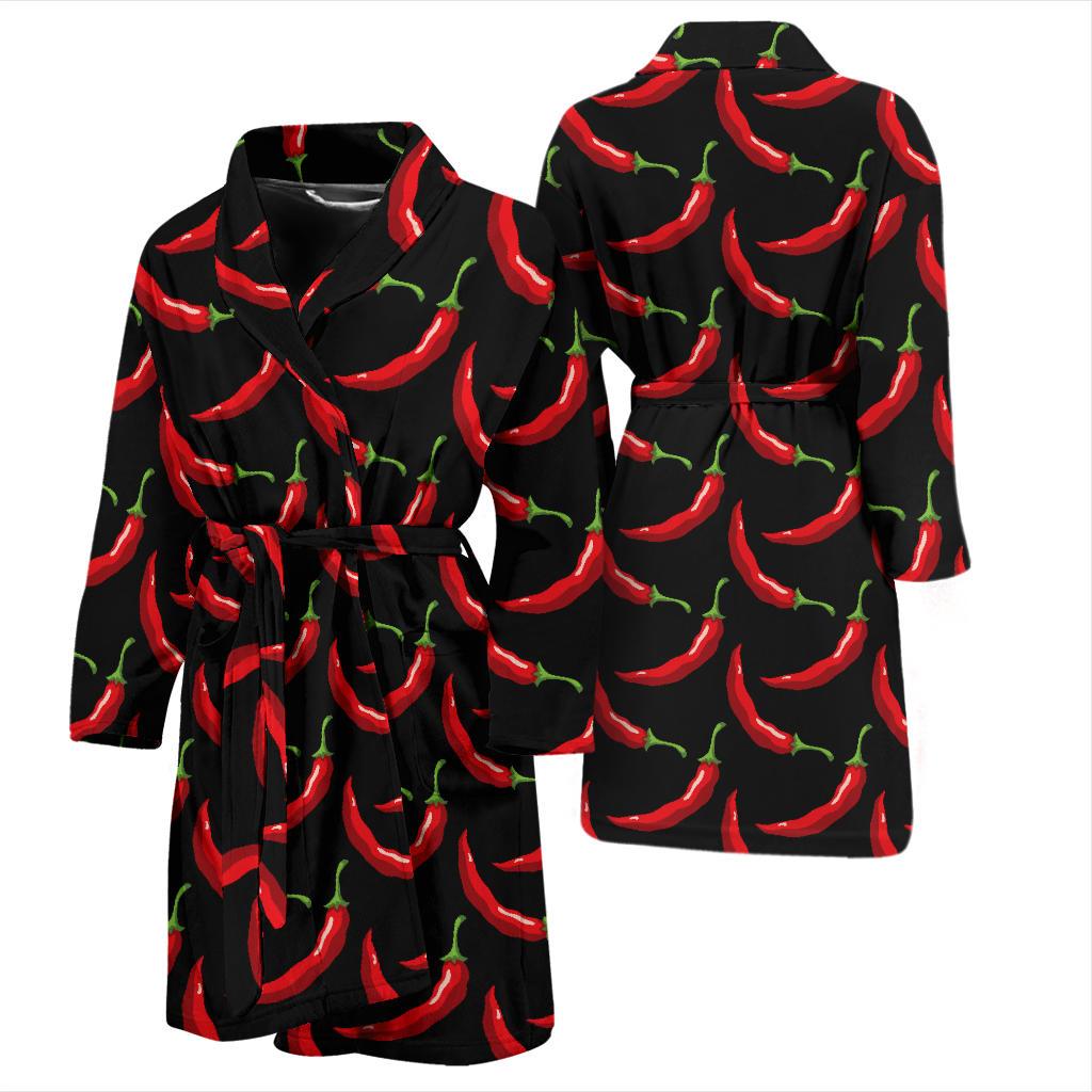 Chilli Pepper Pattern Print Design 01 Men Bathrobe-JORJUNE.COM