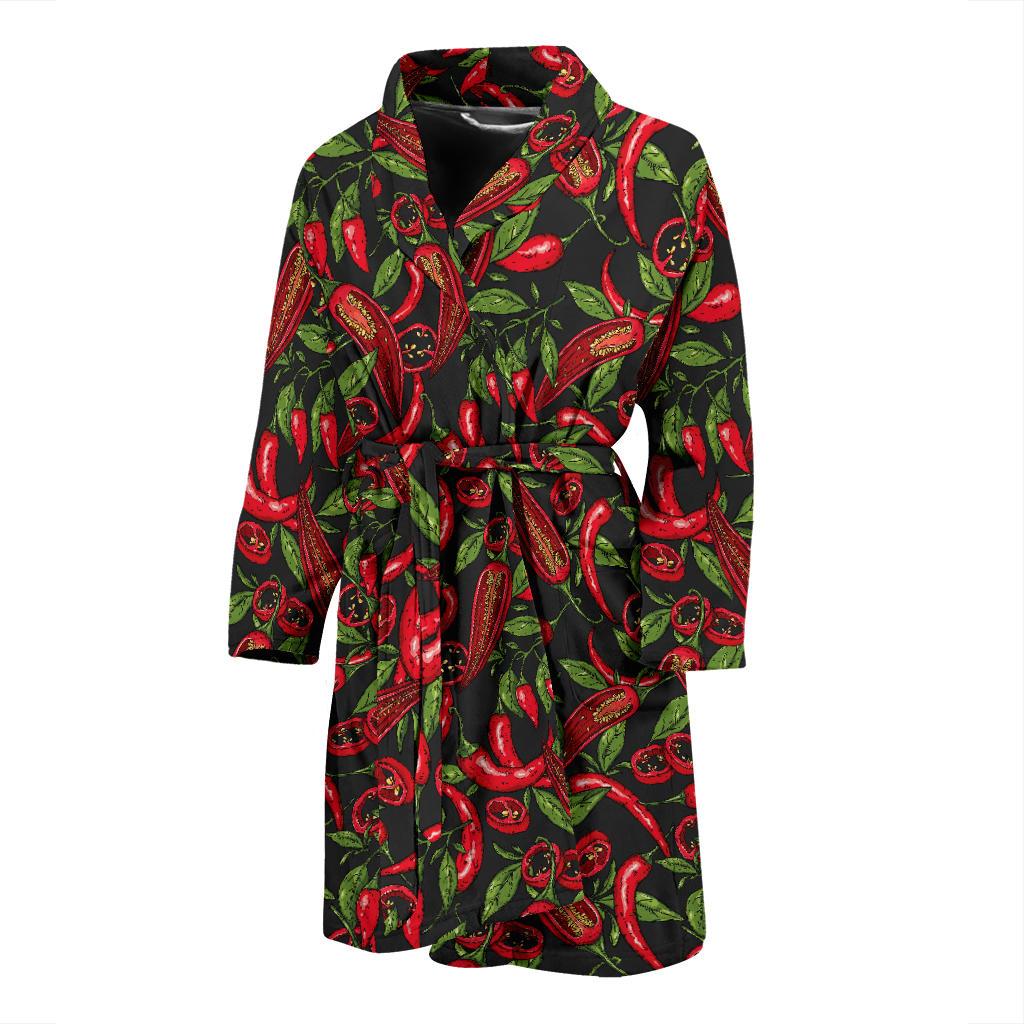 Chilli Pepper Pattern Print Design 02 Men Bathrobe-JORJUNE.COM