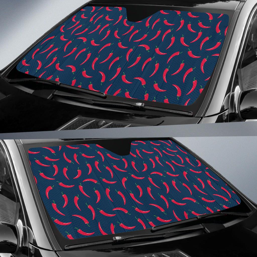 Chilli Pepper Pattern Print Design 03 Car Sun Shade-JORJUNE.COM