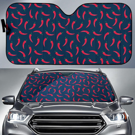 Chilli Pepper Pattern Print Design 03 Car Sun Shade-JORJUNE.COM