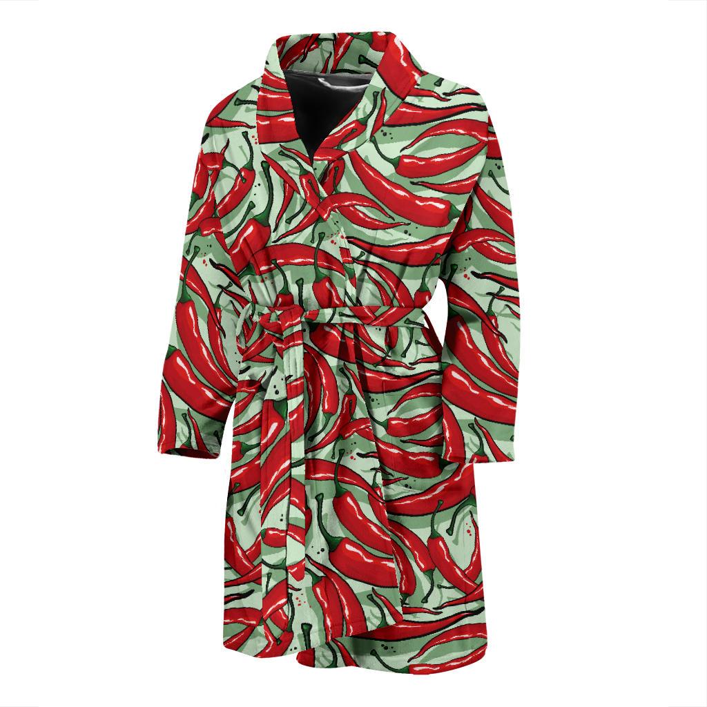 Chilli Pepper Pattern Print Design 04 Men Bathrobe-JORJUNE.COM