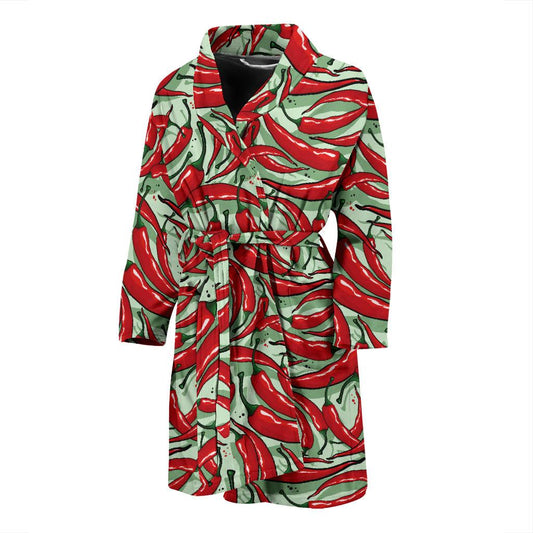 Chilli Pepper Pattern Print Design 04 Men Bathrobe-JORJUNE.COM
