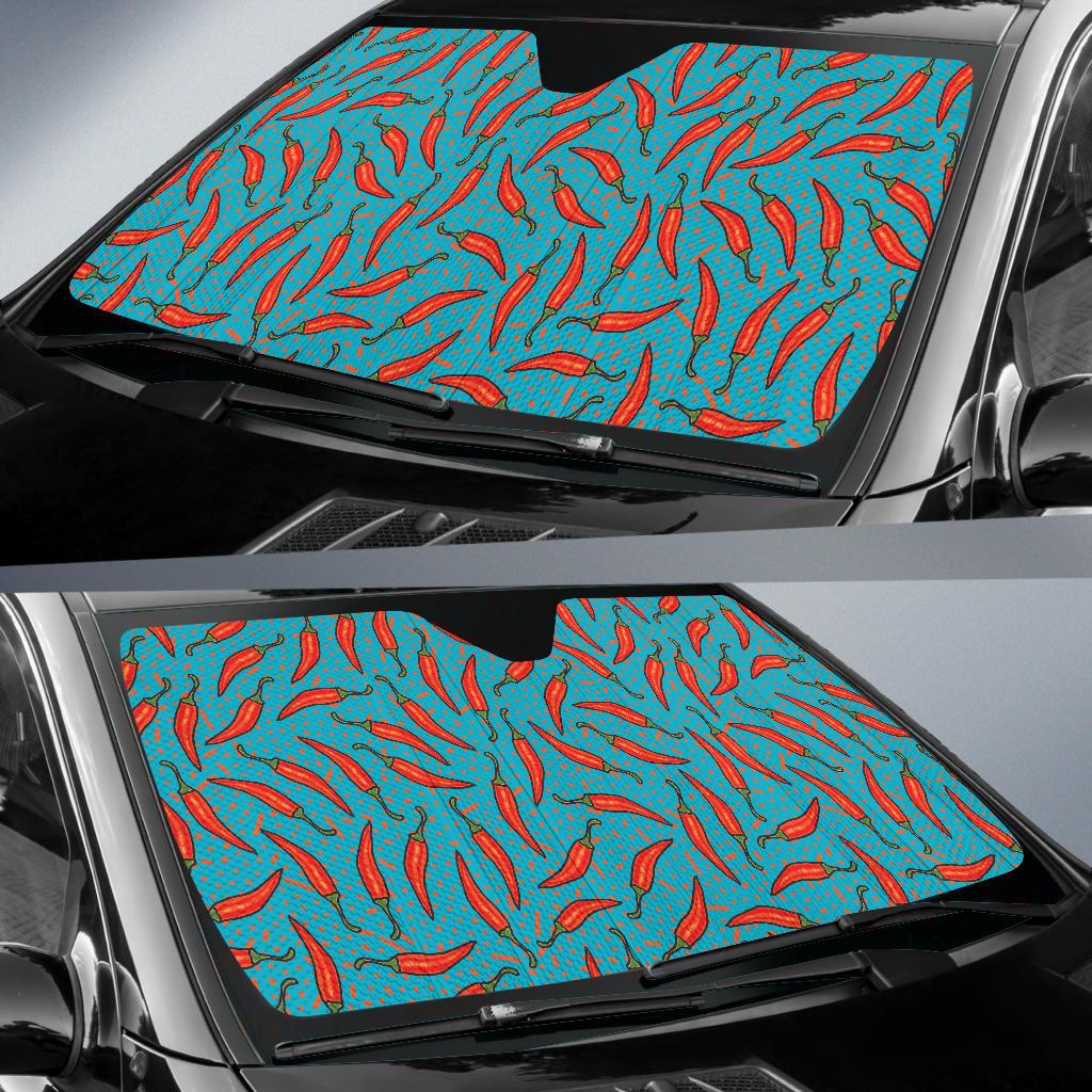 Chilli Pepper Pattern Print Design 05 Car Sun Shade-JORJUNE.COM