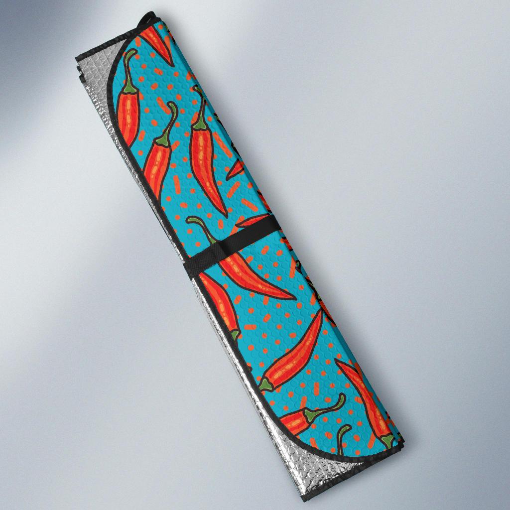 Chilli Pepper Pattern Print Design 05 Car Sun Shade-JORJUNE.COM