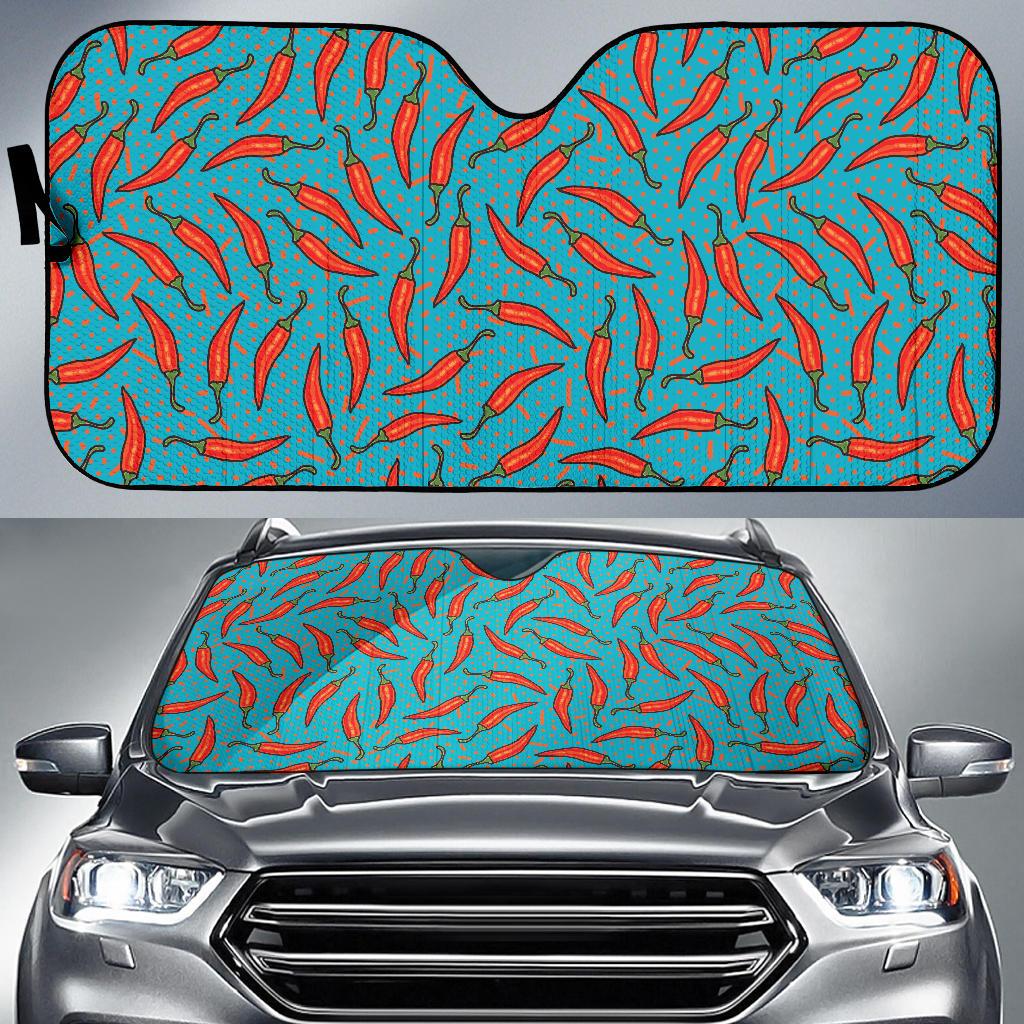 Chilli Pepper Pattern Print Design 05 Car Sun Shade-JORJUNE.COM