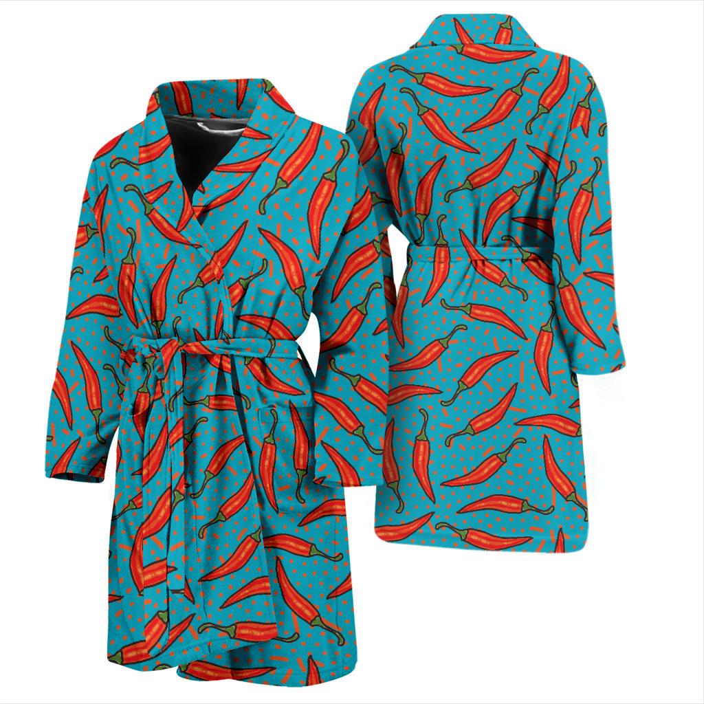 Chilli Pepper Pattern Print Design 05 Men Bathrobe-JORJUNE.COM
