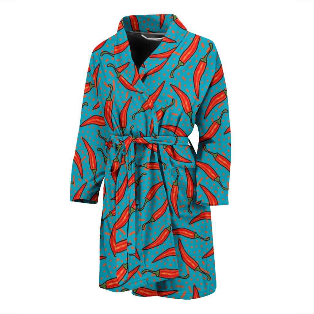 Chilli Pepper Pattern Print Design 05 Men Bathrobe-JORJUNE.COM