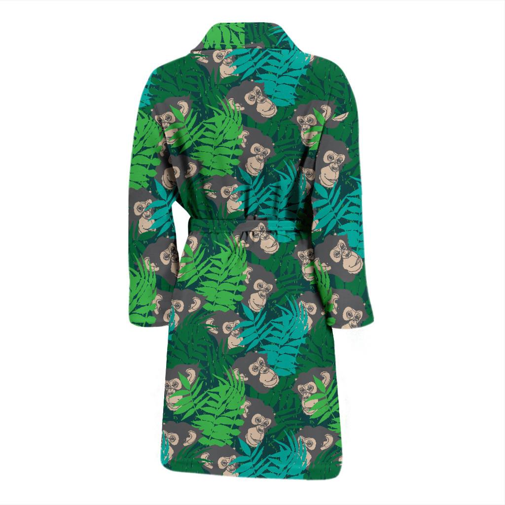Chimpanzee Pattern Print Design 01 Men Bathrobe-JORJUNE.COM