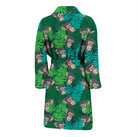 Chimpanzee Pattern Print Design 01 Men Bathrobe-JORJUNE.COM