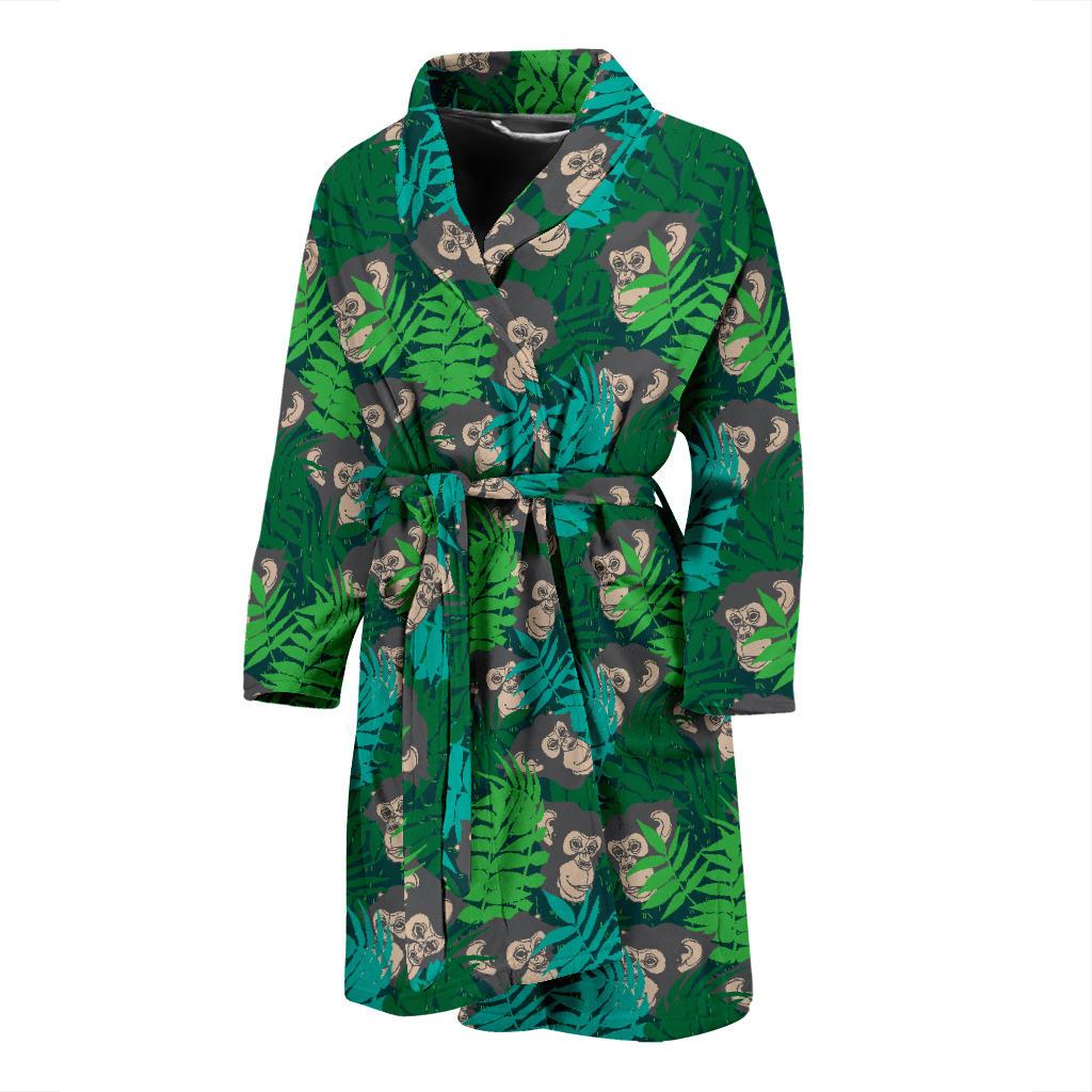 Chimpanzee Pattern Print Design 01 Men Bathrobe-JORJUNE.COM