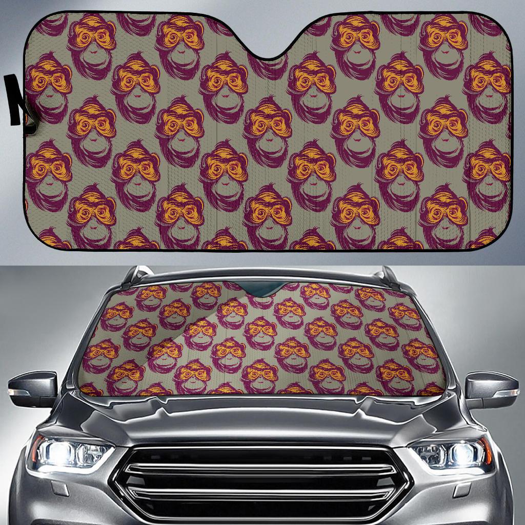 Chimpanzee Pattern Print Design 02 Car Sun Shade-JORJUNE.COM