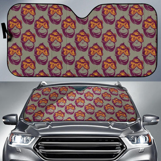 Chimpanzee Pattern Print Design 02 Car Sun Shade-JORJUNE.COM