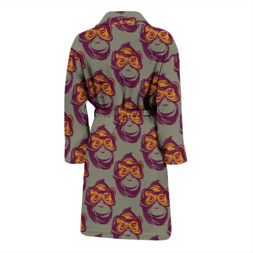 Chimpanzee Pattern Print Design 02 Men Bathrobe-JORJUNE.COM