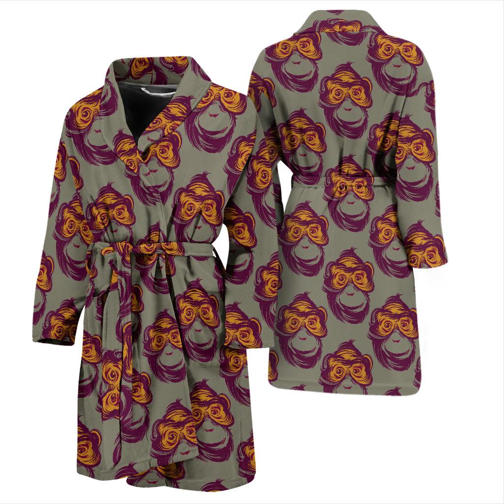 Chimpanzee Pattern Print Design 02 Men Bathrobe-JORJUNE.COM