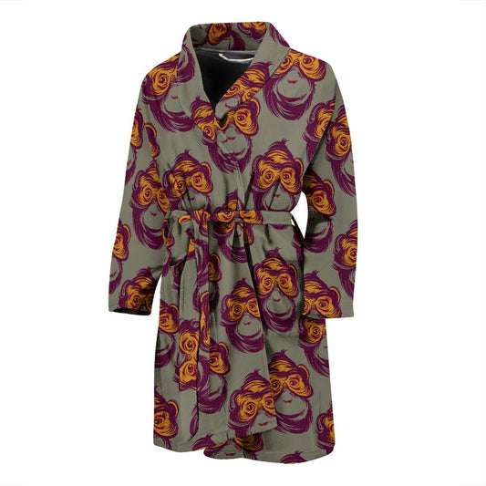 Chimpanzee Pattern Print Design 02 Men Bathrobe-JORJUNE.COM