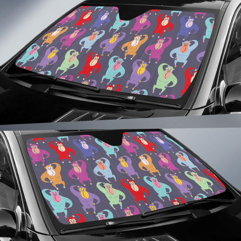 Chimpanzee Pattern Print Design 03 Car Sun Shade-JORJUNE.COM