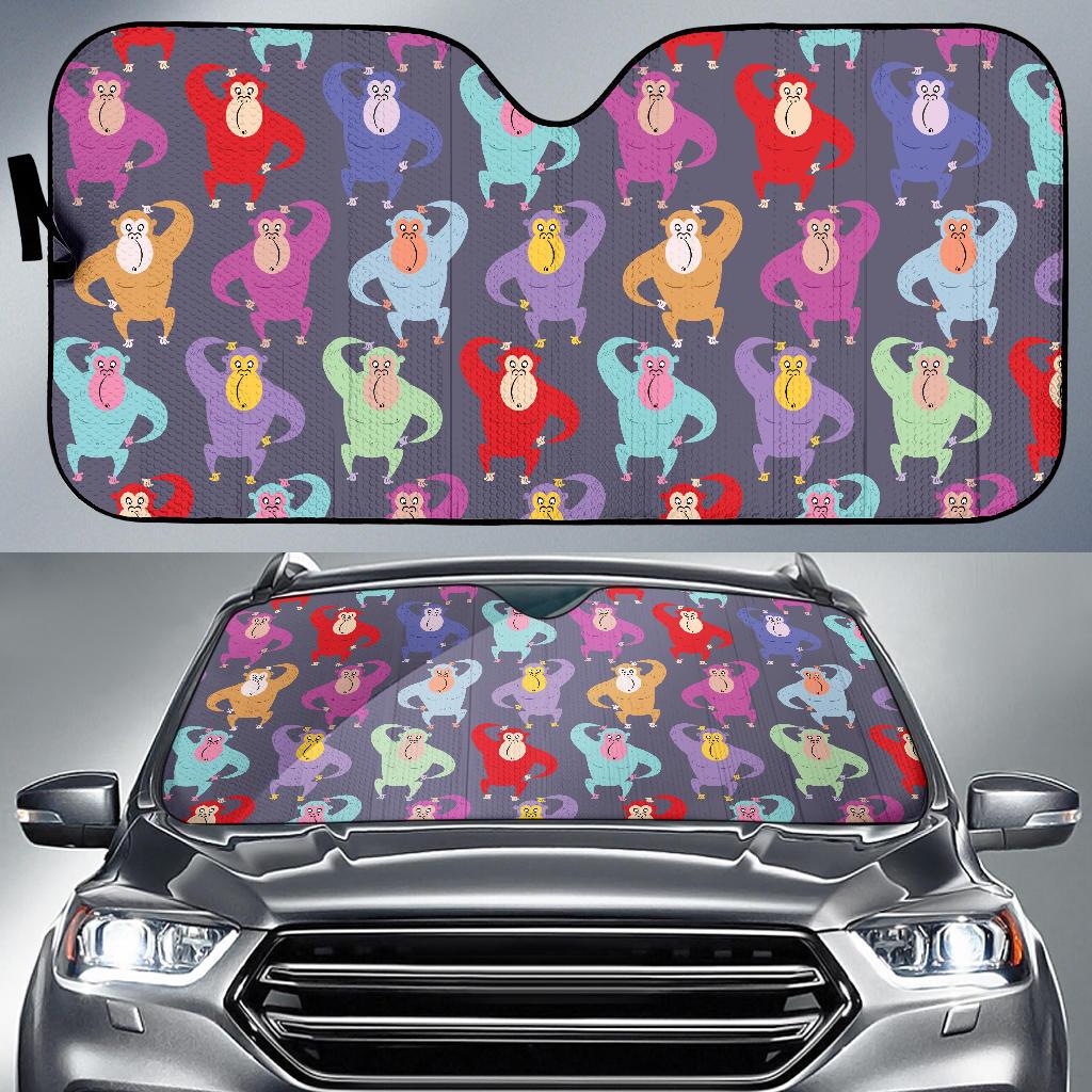 Chimpanzee Pattern Print Design 03 Car Sun Shade-JORJUNE.COM