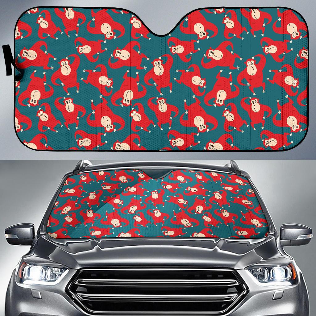 Chimpanzee Pattern Print Design 04 Car Sun Shade-JORJUNE.COM
