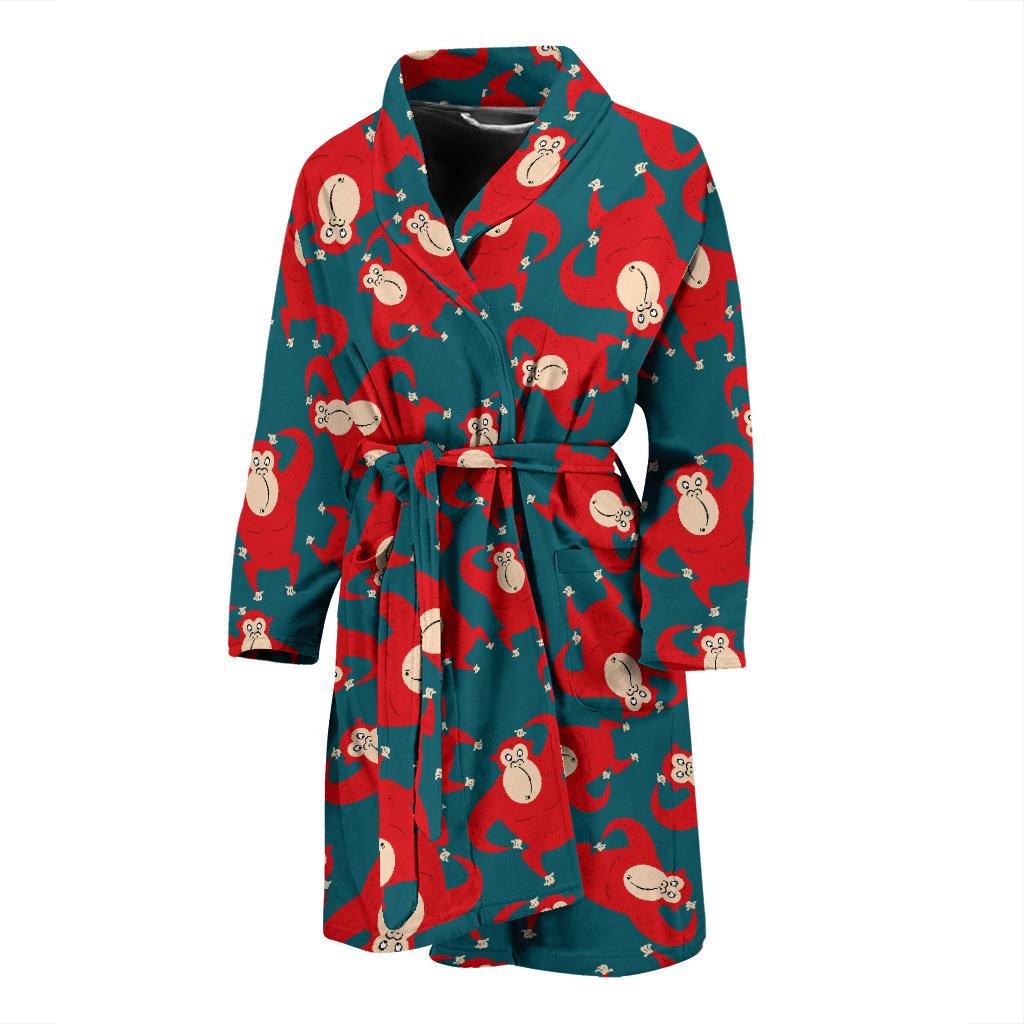 Chimpanzee Pattern Print Design 04 Men Bathrobe-JORJUNE.COM