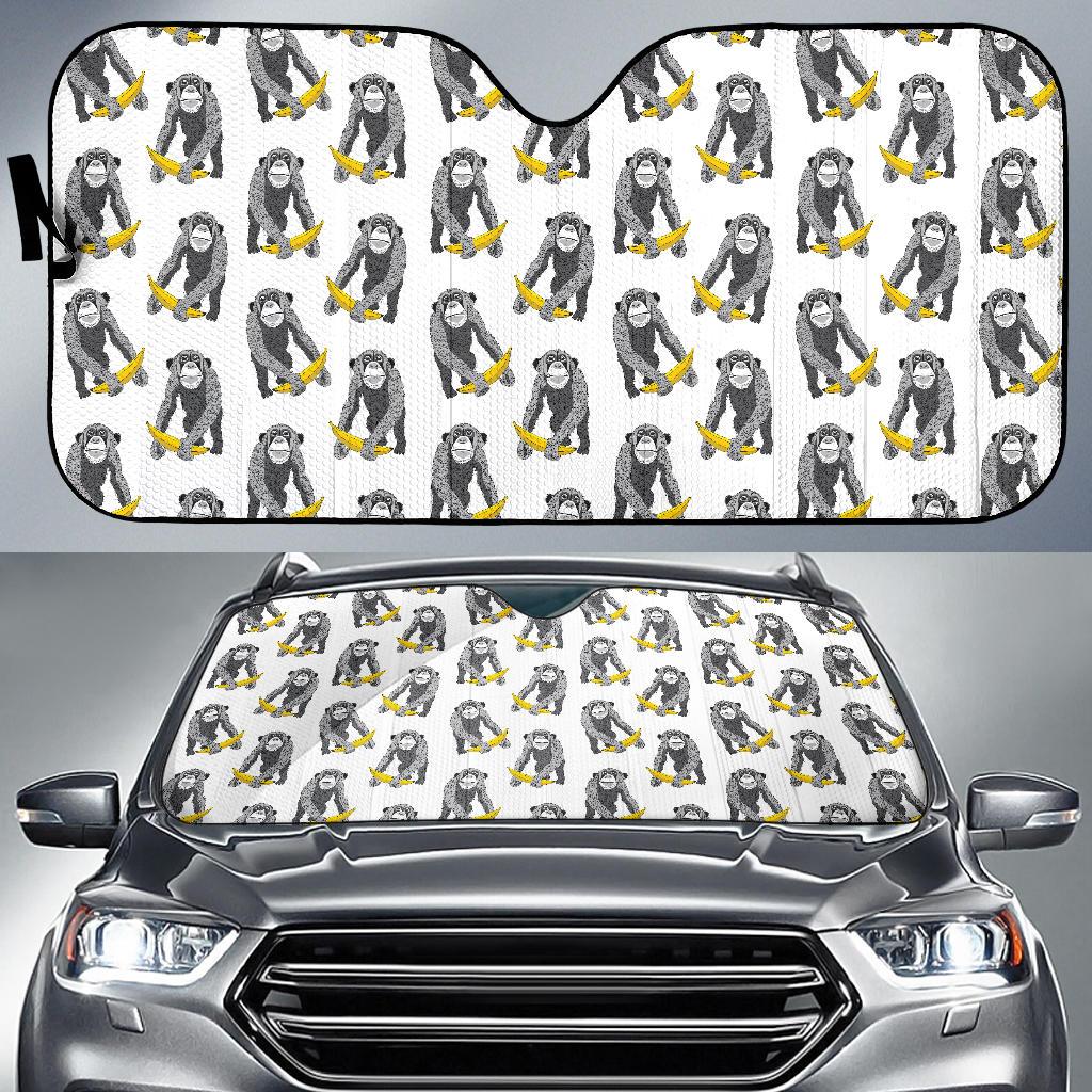 Chimpanzee Pattern Print Design 05 Car Sun Shade-JORJUNE.COM
