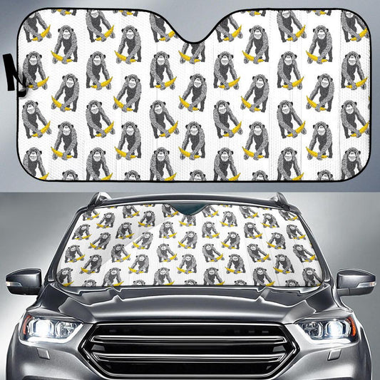 Chimpanzee Pattern Print Design 05 Car Sun Shade-JORJUNE.COM
