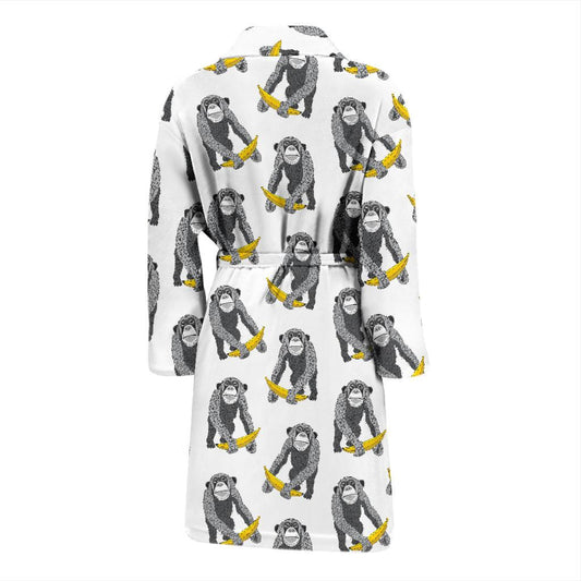 Chimpanzee Pattern Print Design 05 Men Bathrobe-JORJUNE.COM
