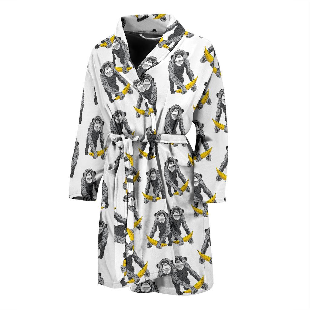 Chimpanzee Pattern Print Design 05 Men Bathrobe-JORJUNE.COM
