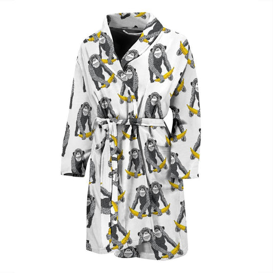 Chimpanzee Pattern Print Design 05 Men Bathrobe-JORJUNE.COM
