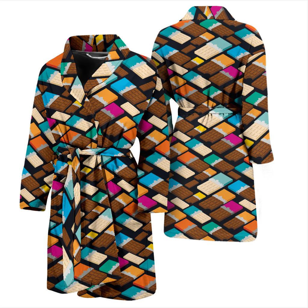 Chocolate Pattern Print Design 02 Men Bathrobe-JORJUNE.COM