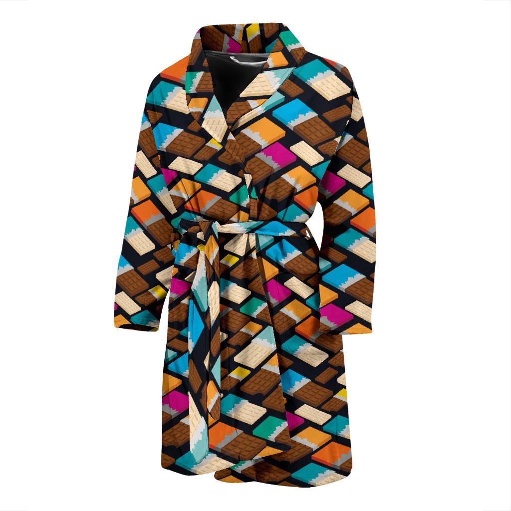 Chocolate Pattern Print Design 02 Men Bathrobe-JORJUNE.COM