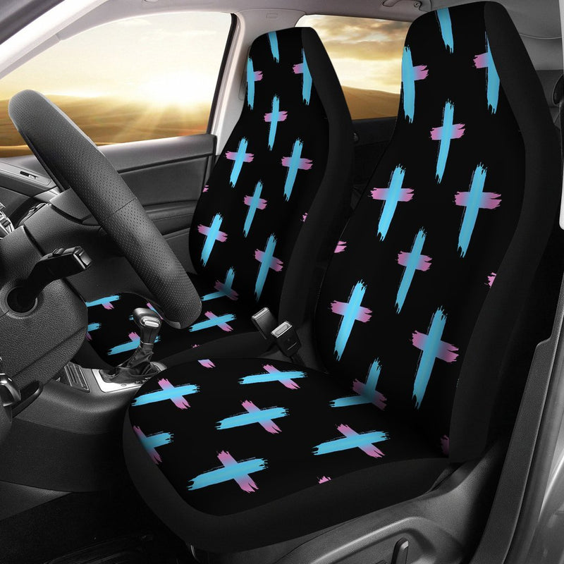 Christian Cross neon Pattern Universal Fit Car Seat Covers