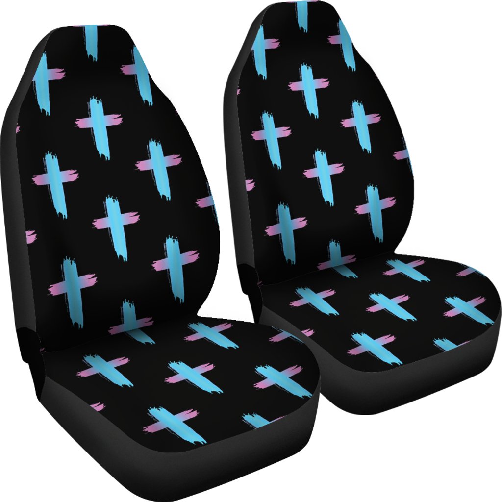 Christian Cross neon Pattern Universal Fit Car Seat Covers