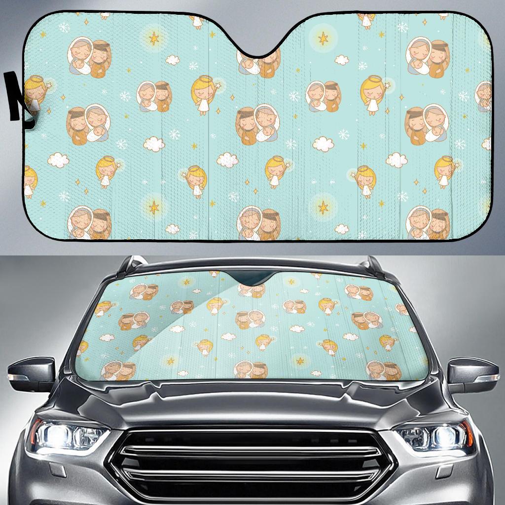 Christian Pattern Print Design 01 Car Sun Shade-JORJUNE.COM