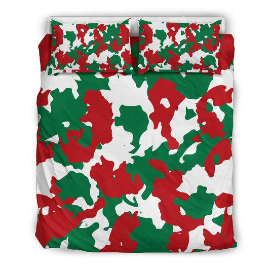 Christmas Color Camo Camouflage Print Duvet Cover Bedding Set