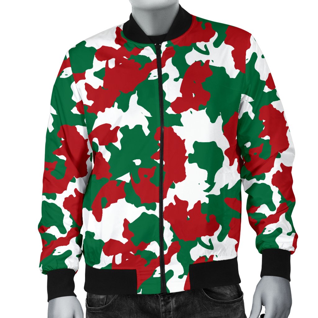 Christmas Color Camo Print Men Casual Bomber Jacket