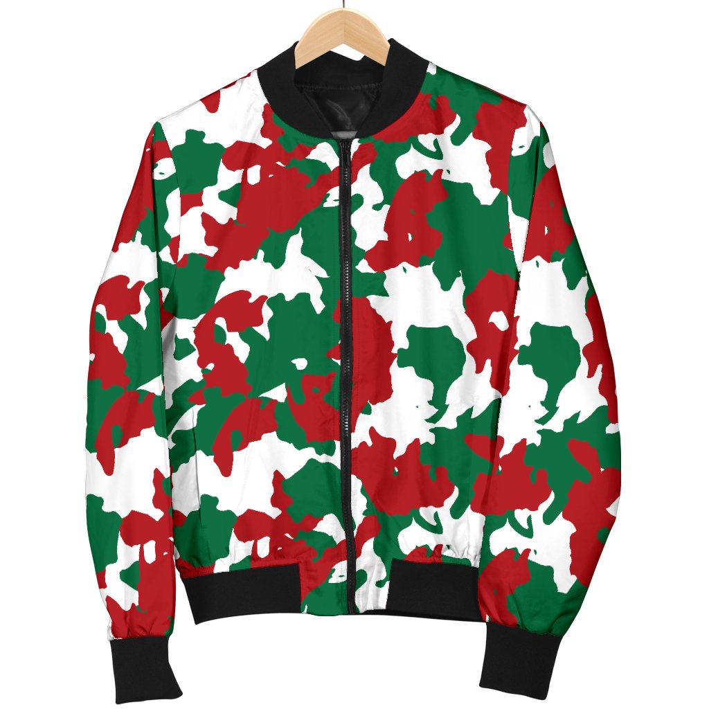 Christmas Color Camo Print Men Casual Bomber Jacket