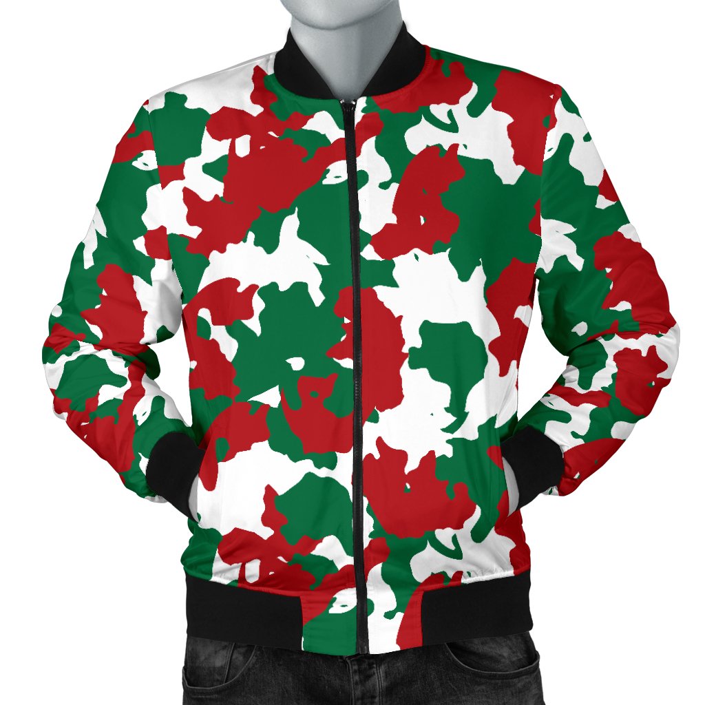 Christmas Color Camo Print Men Casual Bomber Jacket