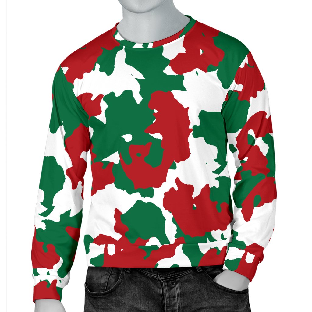 Christmas Color Camo Print Men Crewneck Sweatshirt