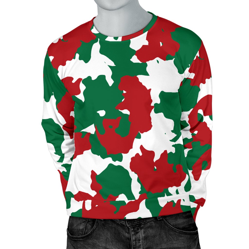 Christmas Color Camo Print Men Crewneck Sweatshirt