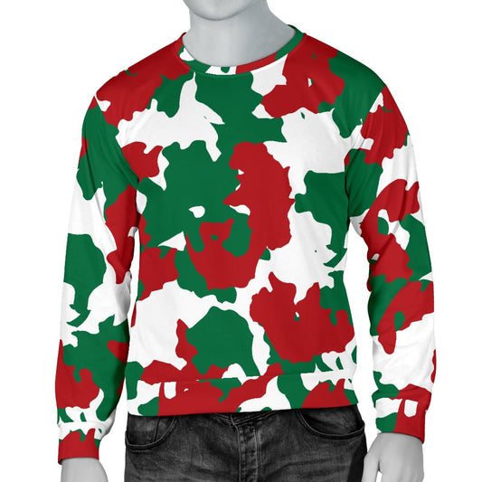 Christmas Color Camo Print Men Crewneck Sweatshirt