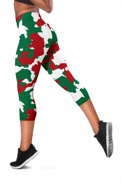 Christmas Color Camo Print Women Capris