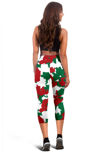 Christmas Color Camo Print Women Capris