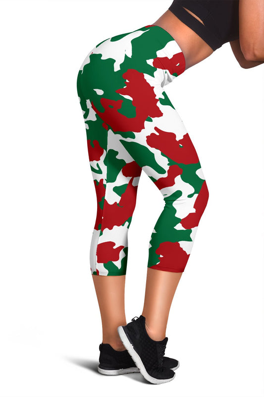 Christmas Color Camo Print Women Capris