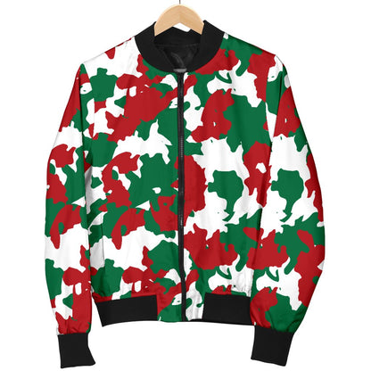 Christmas Color Camo Print Women Casual Bomber Jacket