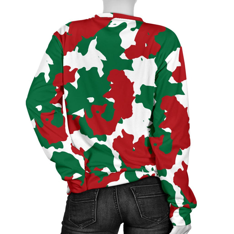 Christmas Color Camo Print Women Crewneck Sweatshirt