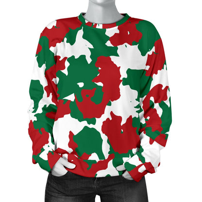 Christmas Color Camo Print Women Crewneck Sweatshirt