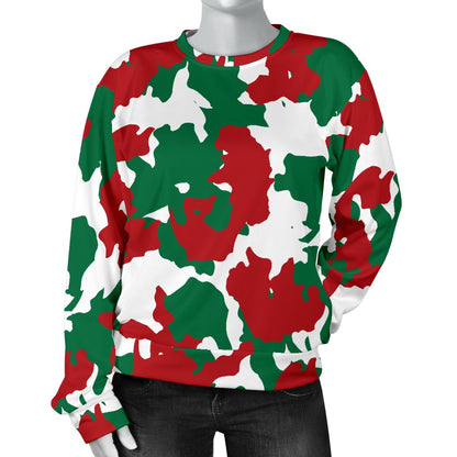 Christmas Color Camo Print Women Crewneck Sweatshirt