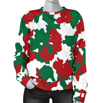 Christmas Color Camo Print Women Crewneck Sweatshirt